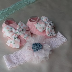 2 Pcs/Set Baby Headband Socks Set  Bows Newborn white color Headbands Hair Bands For Girls Infant Baby Hair Accessories